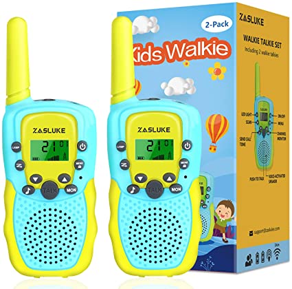 ZasLuke Walkie Talkies for Kids, 22 Channels 2 Way Radio Toy with Backlit LCD Flashlight, 3 Miles Range for 3-12 Year Old to Outside Adventures, Camping, Hiking (2 Pack)
