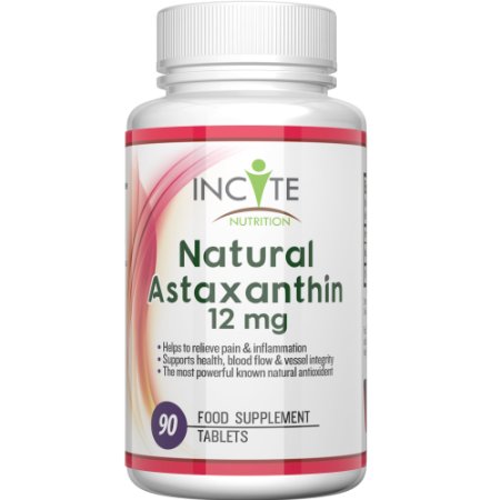 Astaxanthin 12mg 90 Tablets Bioastin Astaxanthin 100 MONEY BACK GUARANTEE UK MADE - Buy 2 and get FREE DELIVERY - Strongest Natural Antioxidant in the world - Benefits -natural anti-inflammatory increased recovery from exercise Improve skin moisture levels 100  Vegetarian Dairy and Gluten Free
