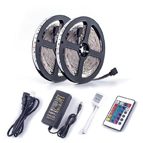 ALED LIGHT 2x5Meter 10M in Total SMD 3528 600 LEDs RGB Color Changing Flexible LED Strip Light Kit 24 Key Remote  12V 6A Power SupplyProduct Manual For Christmas EveNew Years Day