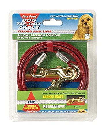 Four Paws Red 15 Foot Medium Weight Dog Tie Out Cable