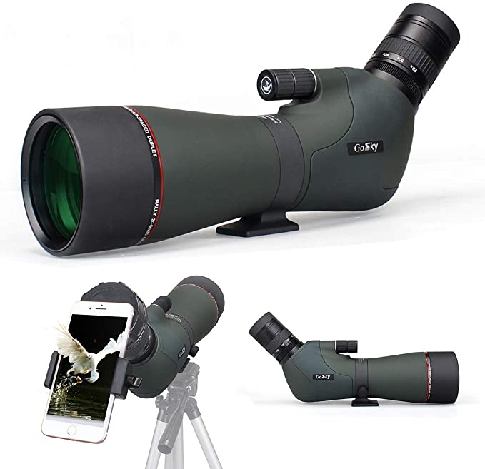 Gosky Newest 20-60x80 Dual Focusing Spotting Scope - Waterproof HD Optics Zoom Scope with with Carrying Case and Smartphone Adapter for Hunting Bird Watching Target Shooting Astronomy Scenery