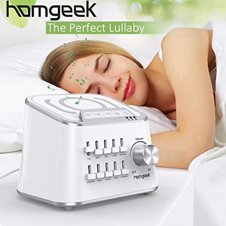 Homgeek White Noise Sound Machine, Nature Sounds Machine,Baby Noise Sound Machine,Sleep Therapy Sound Machine Customize Sound,Dual Volume Adjustment Timer Function