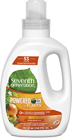 Seventh Generation Concentrated Laundry Detergent, Citrus Valley Scent, 40 oz (53 Loads)