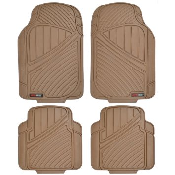 Motor Trend FlexTough Standard - 4pc Heavy Duty Rubber Floor Mats (Beige Tan)