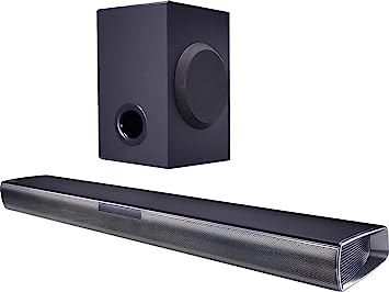 LG SQC1 Bluetooth 2.1 Channel 160W Soundbar with Wireless Subwoofer, Remote and Optical Connection - Black