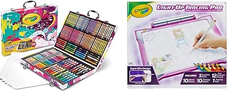 Crayola Inspiration Art Case Coloring Set, Gift for Kids Age 5 , Pink, 140 Count & Light Up Tracing Pad Pink, AMZ Exclusive, At Home Kids Toys, Gift for Girls & Boys, Age 6