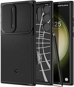 SPIGEN Optik Armor Case Designed for Samsung Galaxy S23 Ultra Case Slide Camera Protection Cover - Black