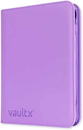 Vault X Premium Exo-Tec® Zip Binder - 4 Pocket Trading Card Album Folder - 160 Side Loading Pocket Binder for TCG (Purple)