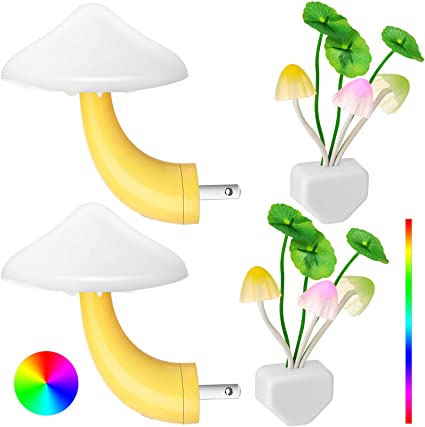 4 Pieces LED Mushroom Night Light Lamp Plug in Mushroom Night Lamp Lights Wall Lamps Nightlight Mushroom Lamp for Adults Kids Thanksgiving Day Christmas