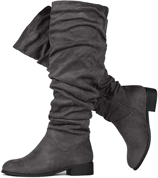 Women's Slouchy Pull On Low Block Heel Knee High Boots - Medium Calf
