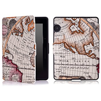 MoKo Case for Amazon Kindle Voyage - Ultra Slim Lightweight Smart-shell Stand Cover Case with Auto Wake / Sleep for Amazon Kindle Voyage 6", Map A