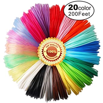 20 Beautiful Colors 3D Pen PLA Filament Refills, Each Color 10 Feet, Total 200 Feet TTYT3D