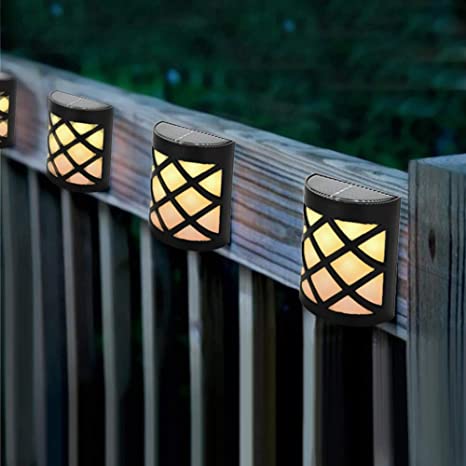 SOONHUA 4 Pcs Waterproof Solar Power LED Light Wall-Mounted Lamp for Garden Path Courtyard Fence