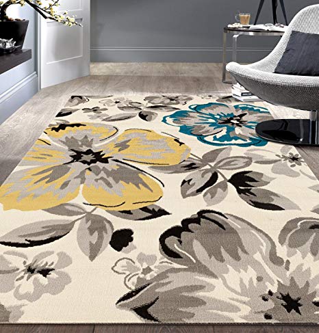 Rugshop 9098 Cream 5' X 7' Modern Floral Area Rug, 5' x 7', Cream