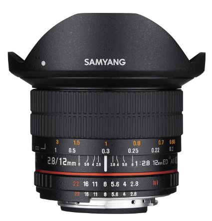 Samyang 12mm F28 Ultra Wide Fisheye Lens for Sony E Mount Interchangeable Lens Cameras NEX - Full Frame Compatible