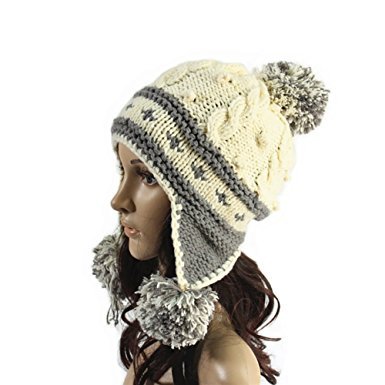 Ibeauti Exquisite Women's Winter Warm Crochet Cap with Ear Flaps Knitted
