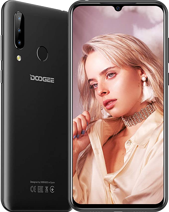 Mobile Phone, DOOGEE N20 Smartphone 4G Dual SIM Free Phone, Android 9.0 Phones Unlocked, 6.3 inches Waterdrop Full-Screen, 4350mAh Battery, 16MP 8MP 8MP Cameras, Octa-core 4GB   64GB, Face ID, Black