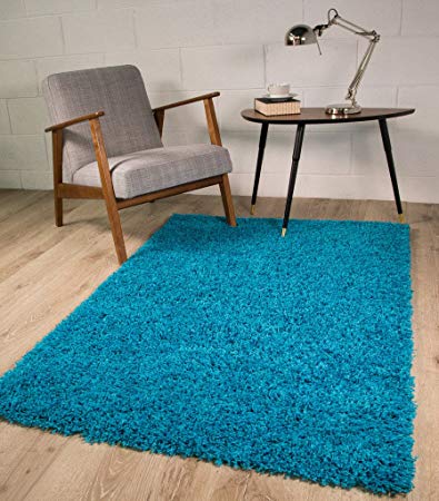 The Rug House TEAL BLUE LUXURIOUS THICK SHAGGY RUGS 7 220cmx320cm (7ft3 x 10ft6)