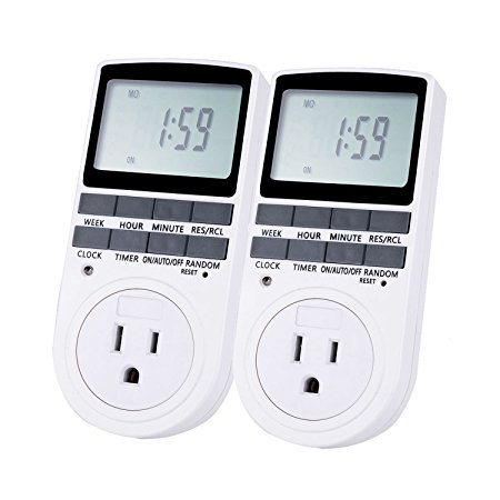 Outlet Switches - 2 Pack 7-Day Digital 2.3" LCD Electrical Programmable Smart Socket Plug Wall Plug-In Timer Switch Energy-Saving Outlet For Lights And Appliances