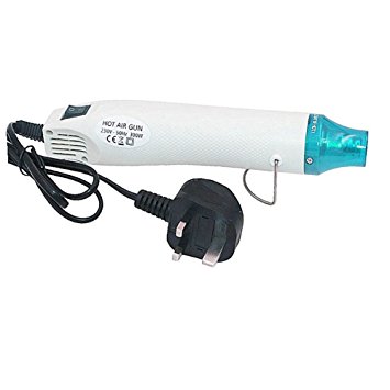300W Mini Embossing Heat Gun, Multi-purpose Basics Heat Tool DIY Electric Nozzles Tool with Stand Hot Air Gun for Embossing, Drying Paint, DIY/Fixed Shape/Clay/Shrinking Gift Wrap With UK Plug (White) by Jr.Hagrid