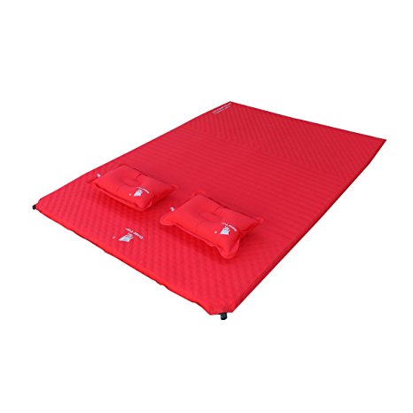 GEERTOP 2-Person Self-Inflating Camp Pad Mat Mattress With Pillows For Camping, Backpacking, Tents - Jeanette PVC