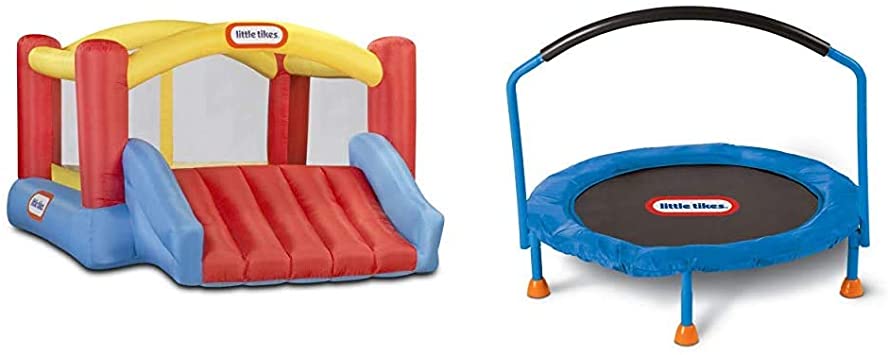 Little Tikes Inflatable Jump 'n Slide Bounce House with Heavy Duty Blower, Multicolor & 3' Trampoline – Amazon Exclusive