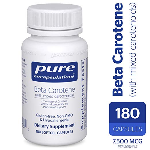 Pure Encapsulations - Beta Carotene with Mixed Carotenoids - Hypoallergenic Antioxidant and Vitamin A Precursor Supplement - 180 Softgel Capsules