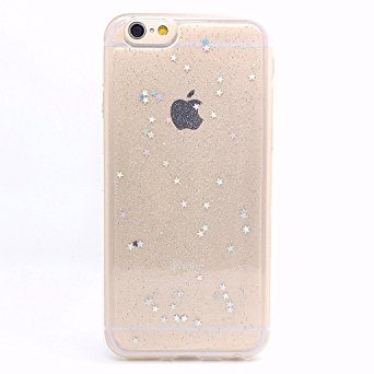 iPhone 6 Case, iPhone 6s Case, BAISRKE Spark Glitter Shine Diamond Star Clear Transparent Soft TPU Back Cover for iPhone 6 6S (Normal 4.7 inches) - Clear