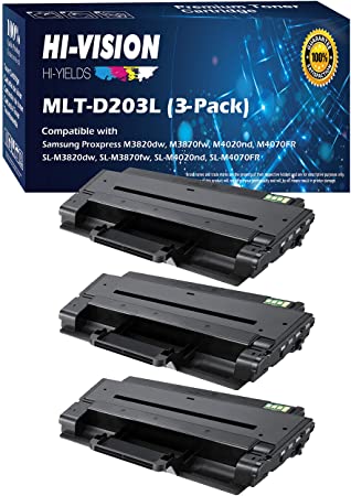 HI-Vision Compatible MLT-D203L / XAA High Yield Laser Toner Cartridge for Samsung ProXpress M3320ND, M3370FD, SL-M3820DW, M3870FW, M4020ND, M4070FR Printer (203L, Black 3 Pack)