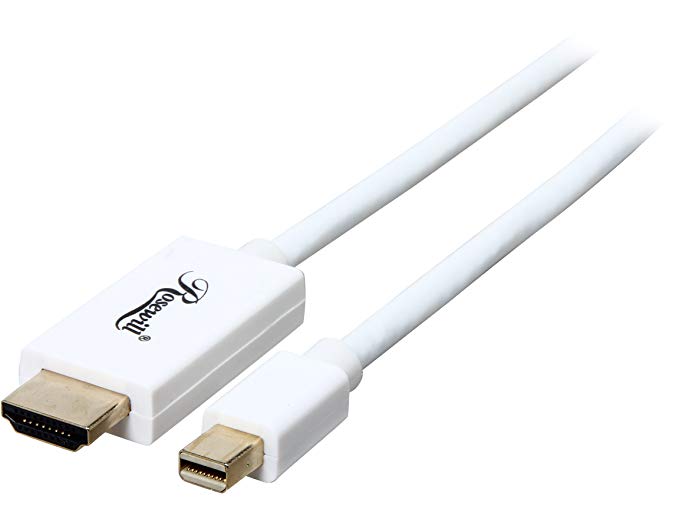 Rosewill 6-Feet Mini DisplayPort to HDMI 32AWG Cable M-M, White (RCDC-14030)