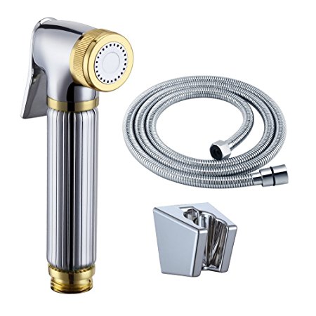 KES LP904 Toilet Hand Held BRASS Bidet Shattaf Cloth Diaper Sprayer with Hose and Bracket Holder, Chrome