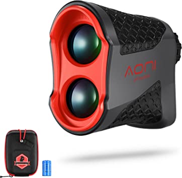 AONI Golf Rangefinder Laser with Flag-Lock & Slope, 650 Yard Laser Distance Measuring Hunting Rangefinder with Battery, 6X Magnification Fast Focus and Continuous Scan