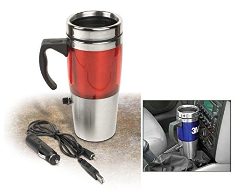 Auto Heated Travel Coffee Tea Mug Cup 12V and USB. (Red)
