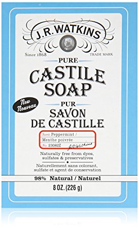 J.R. Watkins Pure Castile Bar Soap, Peppermint, 8 Ounce