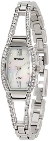 Armitron Women's 75/3531MPSV Swarovski Crystal Accented Silver-Tone Bangle Watch