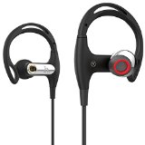 PYRUS Bluetooth Sport Headphone Sweatproof Wireless Stereo Earphone w Built-in Mic for Hands Free for Apple iPhone and Android Phones-Black