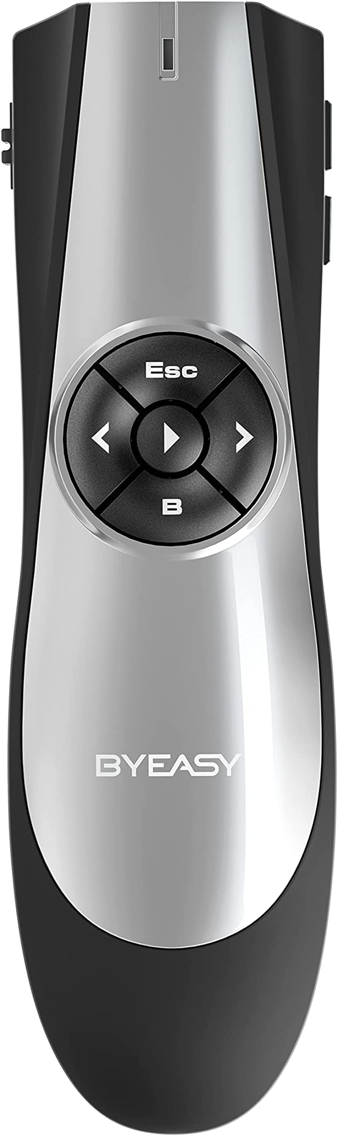 Wireless Presenter, BYEASY RF 2.4GHz Wireless Presenter Remote Presentation USB Control PowerPoint PPT Clicker with Red Laser Pointer, Volume Control for Google Slides- Black