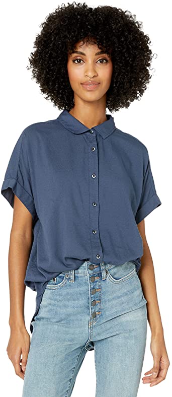 Amazon Brand - Goodthreads Women's Lightweight Poplin Short-Sleeve Button-Front Shirt