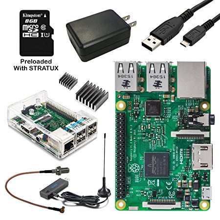 Vilros Raspberry Pi Aviation Weather & Traffic Receiver Kit----Includes Raspberry Pi 3 Model B--Mini ADS-B Receiver Set--Micro SD Card Pre-loaded with Stratux Software & More