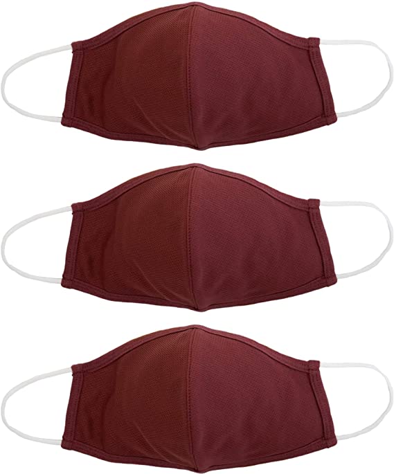 EnerPlex Comfort 3-Ply Reusable Face Mask - Breathable Comfort, Fully Machine Washable, Face Masks Large (3-Pack) - Red Wine