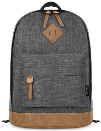 EcoCity Classical College School Laptop Backpack Rucksak Back Pack Bags BP0033B1 (Black)