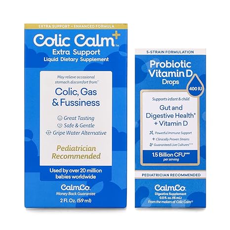 Colic Calm Plus Liquid Dietary Supplement Gripe Water, 60 ml   Gas Drops for Babies, Constipation & Colic Relief for Newborns & Up, Baby Probiotic Drops for Gut & Digestive Health, 0.5 fl oz