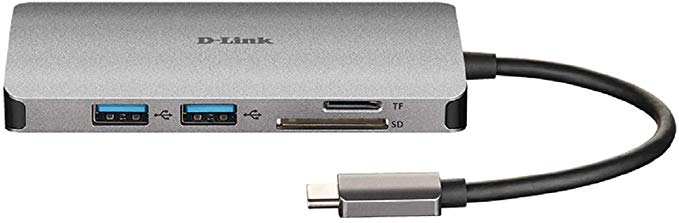 D-Link DUB-M810 8-In-1 USB-C Hub with Power Delivery, HDMI 1.4, Gigabit Ethernet RJ-45, 3 USB 3.0 Ports and SD/MicroSD Card Reader