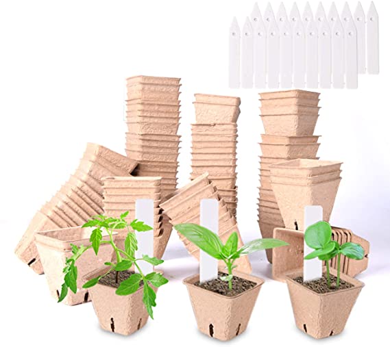 102 Packs 2.36" Seedling Starter Peat Pots Kits,Biodegradable Organic Germination Seedling Trays with 20 Pcs Plant Labels(102 Pack, 2.36'')