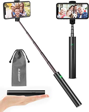 ELEGIANT Selfie Stick Bluetooth, Extendable Selfie Stick Lightweight Aluminum All in One Compact Design for iPhone X XR XS Max 7 8 Plus, Galaxy S10 S9 S8 S7 S6 Note and Other 4-6.5 inches Smartphones