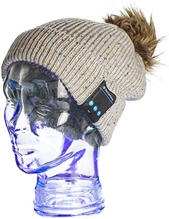 Wireless Bluetooth Beanie Hat with Stereo Speaker Headphones & Microphone - Hands-Free Calling - Double Knitted Beanies Music Cap - Compatible & Easy to Pair with any Bluetooth Device