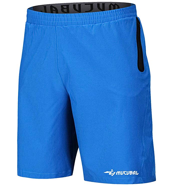 MUCUBAL Men's Running Shorts 7 Inches Athletic Quick Dry Active Shorts with Zipper Pockets