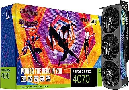 ZOTAC Gaming GeForce RTX 4070 AMP AIRO Spider-Man: Across The Spider-Verse Inspired Graphics Card Bundle, ZT-D40700F-10SMP