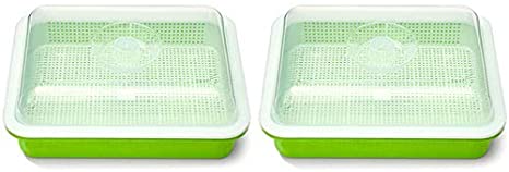 Xigeapg Seed Sprouter Tray PP Healthy Alfalfa Wheatgrass Seeds Grower with Cover,2 Size Small Holes Grid