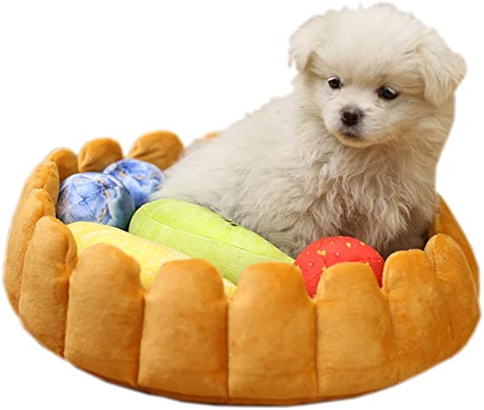 S-Lifeeling Pet Tart Bed Cushion Detachable Soft Fuzzy Cat Bed Winter Plush Lovely Tart Warm Nest Kennel Comfortable Extended Dog Mat Pad